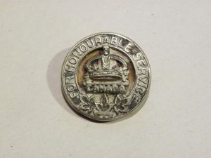 WW1 Canadian For Honourable Service Silver Badge