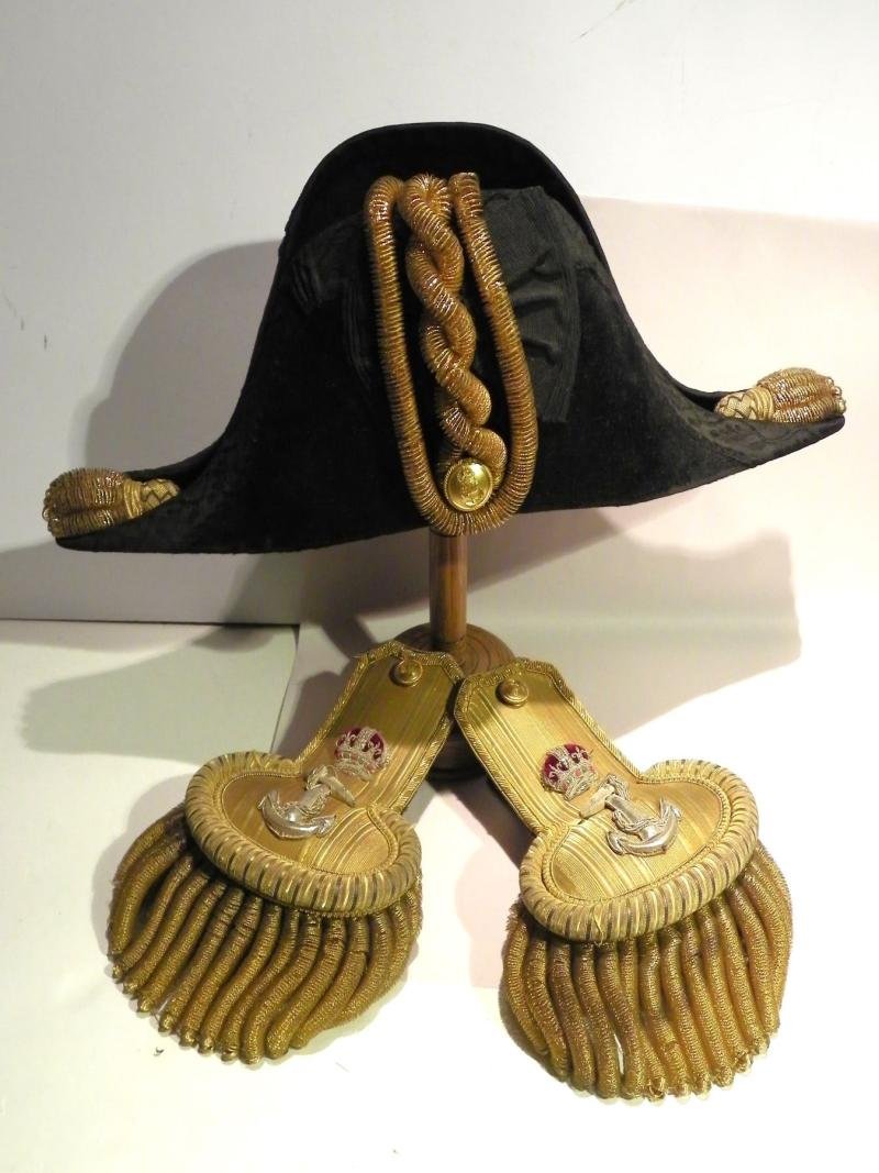 Rare WW1 Era Bicorn Hat & Epaulets Royal Naval Surgeon Orwin. — image 3