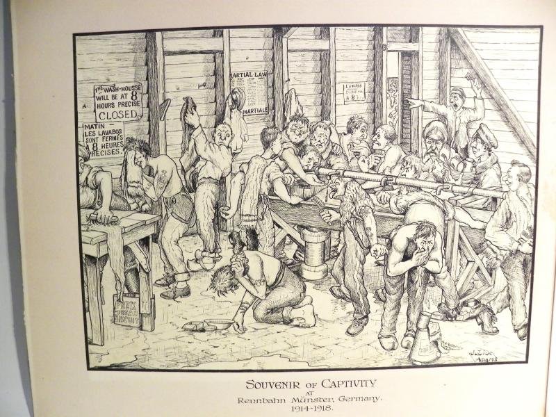 WW1 Era Satirical Print – Souvenir of Captivity at Munster 1914-1918 by Julius Adams — image 2