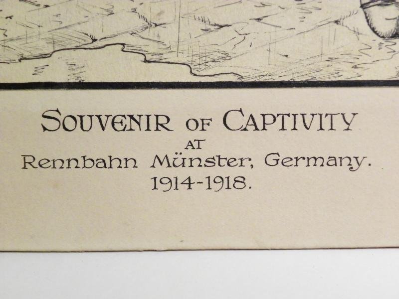 WW1 Era Satirical Print – Souvenir of Captivity at Munster 1914-1918 by Julius Adams — image 7