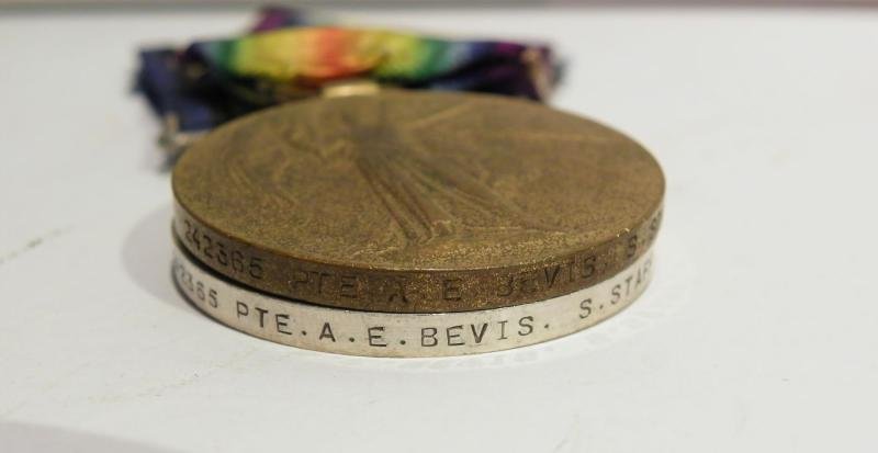 WW1 Medal Pair to Bevis South Staffordshire Regiment. — image 4