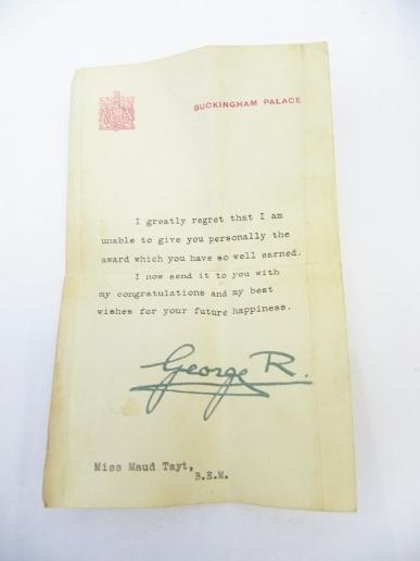 George VI British Empire Medal to Miss Maud Tayt — image 6