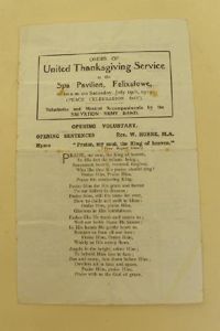 Rare Original WW1 Thanks Giving Programme Felixstowe