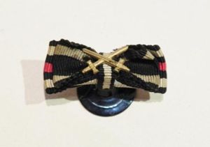 WW1 Era German Miniature Double Medal Ribbon Bar with Crossed …