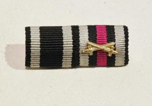 WW1 Era German Miniature Double Medal Ribbon with Crossed Swords …