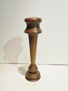 Hand Turned Wood Helmet Stand. (2)