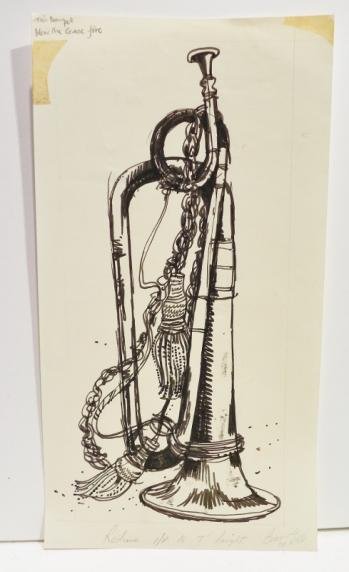 Mid 20th Century Original Pen and Ink Civil War Drawings with Certificate — image 3