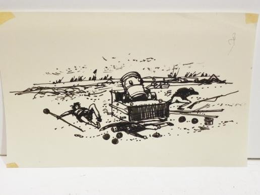 Mid 20th Century Original Pen and Ink Civil War Drawings with Certificate — image 7