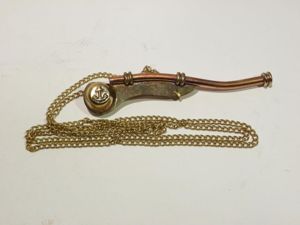 Vintage Brass & Copper Bosun's Whistle on Chain