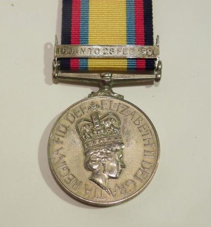 Gulf War Medal & Clasp & Medals to Snell Royal Navy. — image 2
