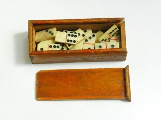 19thC Prisoner-Of-War Work Miniature Bone Dominoes — image 3