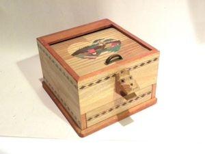 Art Deco Era Wooden Hand Painted Cigarette Box/Dispenser