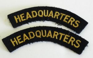 WW2 Era Civil Defence Headquarters Shoulder Titles.