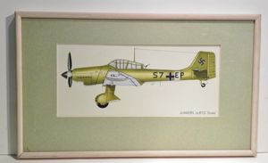 Original Watercolour Junkers Stuka JU87D By Hepworth