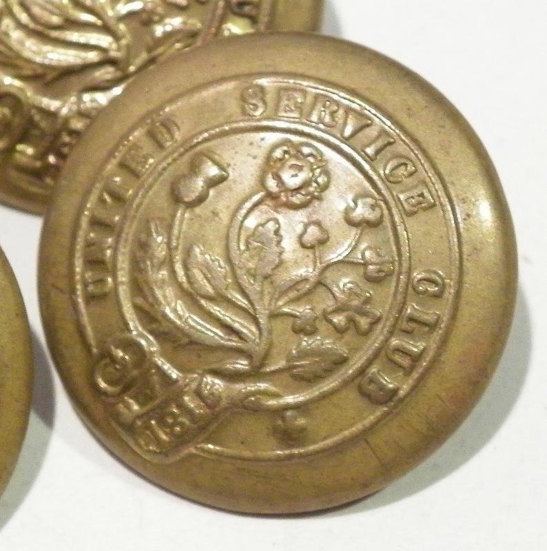 Four Victorian United Service Club Brass Buttons & Two Others — image 2
