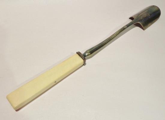 Early Victorian Plated Cheese Scoop. — image 2