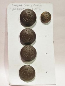 Five Good Vintage London County Council Ambulance Service Buttons