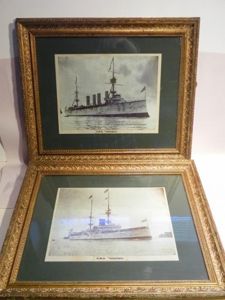 Pair Original Launch Photographs HMS Renown & Terrible.