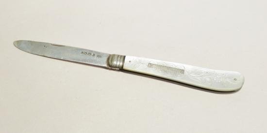 Superb Victorian Silver & Mother-of-Pearl Fruit Knife 1869 G. Unite — image 2