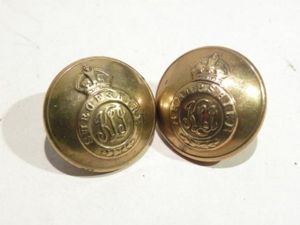 Pair WW1 Shropshire Light Infantry Buttons.