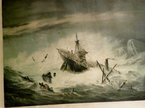 Superb Pair 19th C Hand Coloured Print - Ship Wreck Royal Charter — image 2