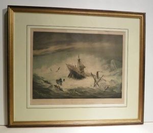 Superb Pair 19th C Hand Coloured Print - Ship Wreck …