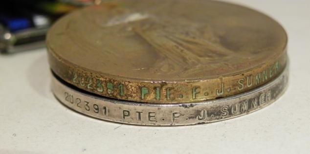WW1 Medal Pair to Sumner Lancashire Fusiliers — image 3