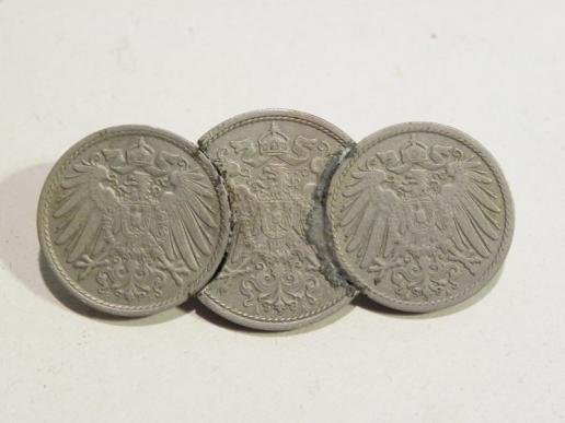 WW1 Era German Coin Trench Art Brooch — image 2
