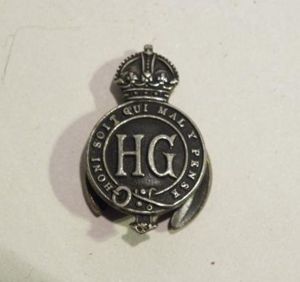 Post WW2 White Metal Home Guard Lapel Badge
