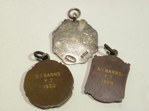 Three Vintage Darts Medallions one Hallmarked Silver — image 2