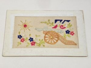 WW1 Silk Postcard – French 75 Cannon