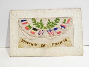 WW1 Era Silk Postcard – Souvenir De France
