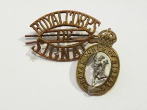 1930's Era Royal Corps of Signals Cap & Shoulder Badge …