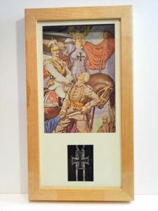 WW1 German Patriotic Print & Iron Cross.
