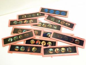 Interesting Set of 12 Victorian Hand Coloured Magic Lantern Slides