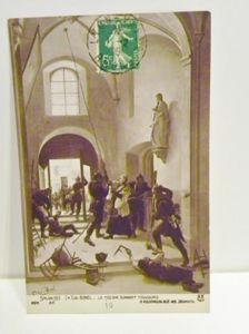 WW1 Era French Postcard – German Soldiers In a Church