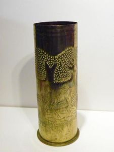 WW1 German Trench Art Brass Shell Case Dated 1917