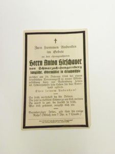 WW2 German Death Card