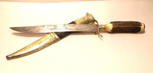Unusual Stag Horn Grip Hunting Dagger.