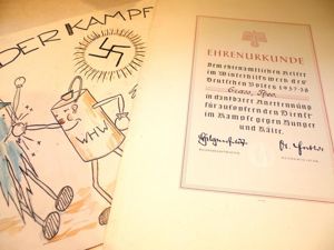 Scarce German Winter Help Fund Certificate.