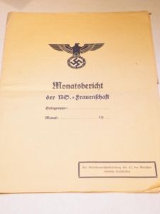 Scarce Unused National Socialist Women's League Monthly Report.