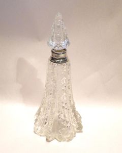 Vintage Glass and Silver Spire Shaped Perfume Bottle