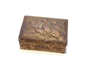 Small Oriental Bronzed Trinket Box.