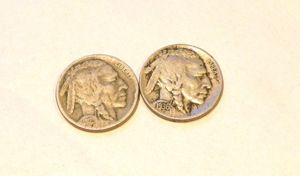 Two Vintage USA Nickle Silver Indian Head Five Cent Coins