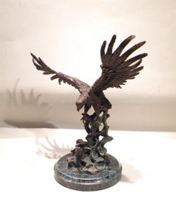 Antique Solid Bronze Eagle Sculpture