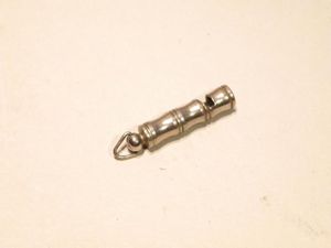 Miniature White Metal Canon Barrel Fob Whistle