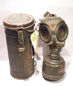 WW2 German Gas Mask - Named Tin.