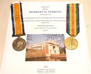 WW1 Medal Pair to Perkins 6th London Reg. KIA 1916.