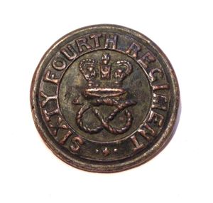 Scarce Victorian 64th Regiment of Foot Tunic Button.