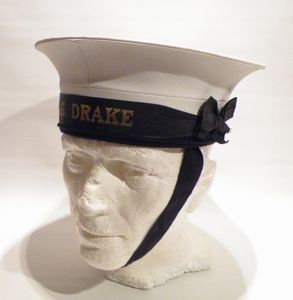 Vintage Royal navy Rating Cap HMS Drake.
